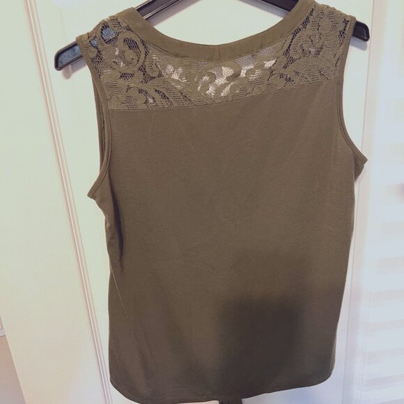 PerSeption Concepts Women's Top-Sleeveless-Tie-Lace-Med.-Olive/Army Green - Picture 11 of 13